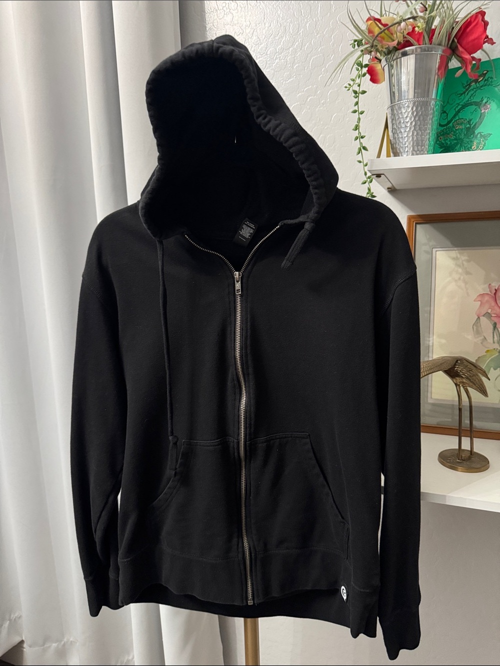 Quick flip Black Men's Full-Zip Hoodie Sweater